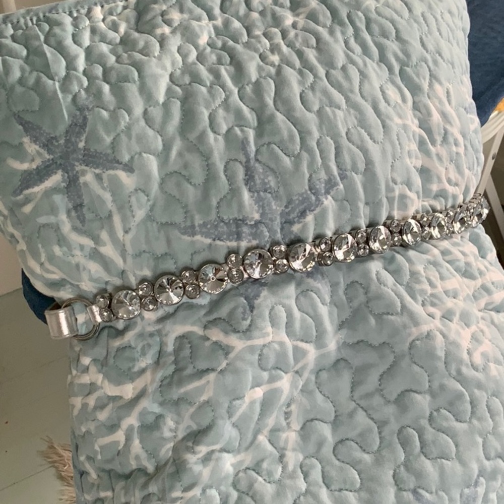 Beautiful bejeweled Chico's Silver Belt